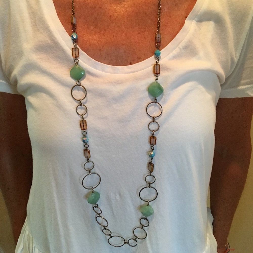 Green and Brown Beaded Necklace